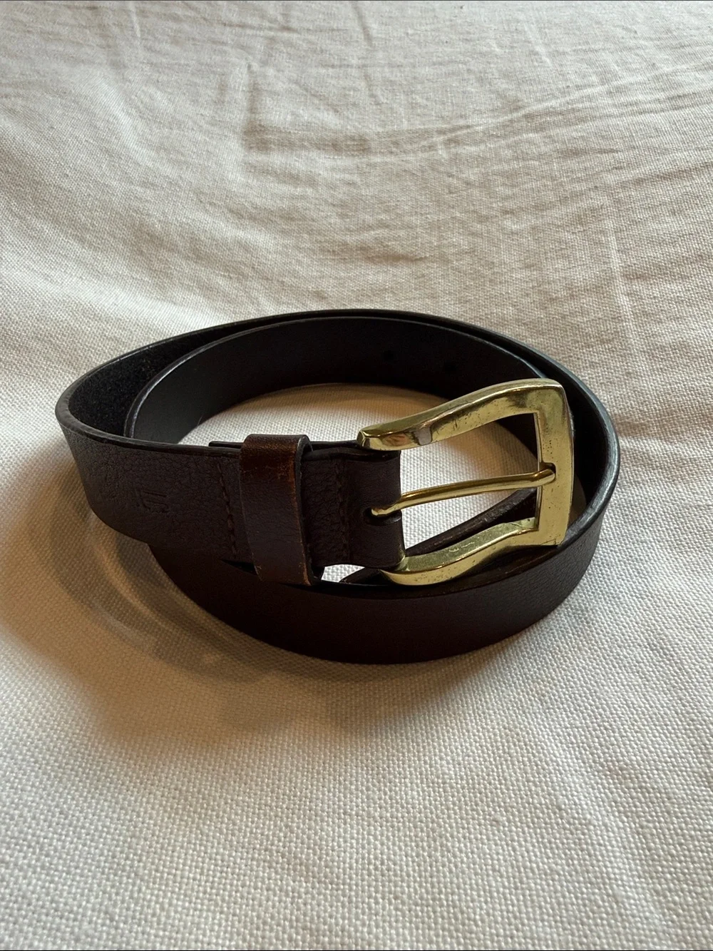 Liz Claiborne Dark Brown Leather Belt with Gold-Tone Buckle Y2K Vintage 1999
